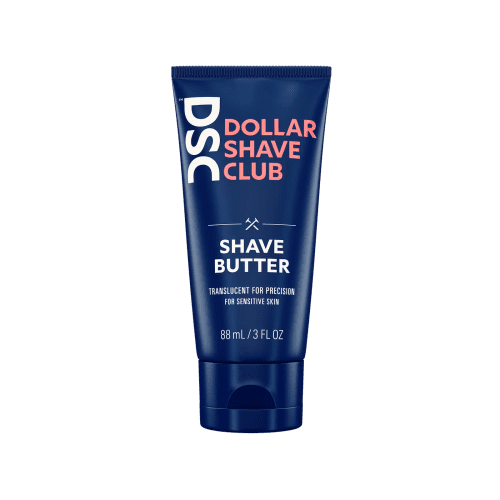 Dollar Shave Club Shave Butter travel size product image against blank backdrop.